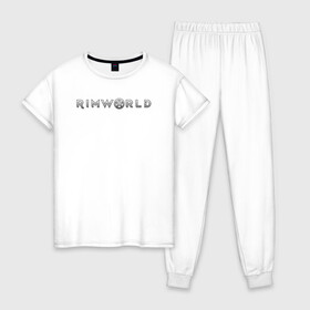 Женская пижама хлопок с принтом RimWorld logo в Тюмени, 100% хлопок | брюки и футболка прямого кроя, без карманов, на брюках мягкая резинка на поясе и по низу штанин | rimworld | игра | компьютерная игра | научно фантастическая | римворлд