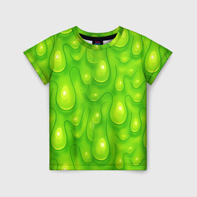 Детская футболка 3D с принтом СЛИЗЬ / SLIME / ТЕКСТУРА в Тюмени, 100% гипоаллергенный полиэфир | прямой крой, круглый вырез горловины, длина до линии бедер, чуть спущенное плечо, ткань немного тянется | pattern | slime | желе | жидкость | зеленый | мерзко. | слизь | сопли | текстура | узор
