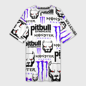 Платье-футболка 3D с принтом PITBULL SYNDICATE X MONSTER в Тюмени,  |  | games | monster energy | pitbull syndicate | игры | питбудь синдикат | питбуль | разработчик игр | собака | энергетик. | эрик давидыч