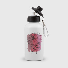 Бутылка спортивная с принтом Восточная лилия в Тюмени, металл | емкость — 500 мл, в комплекте две пластиковые крышки и карабин для крепления | графика | красный | лилия | природа | розовый | цветы