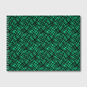 Альбом для рисования с принтом Абстрактный зелено-черный узор в Тюмени, 100% бумага
 | матовая бумага, плотность 200 мг. | Тематика изображения на принте: абстрактный | зеленый | креативный камуфляж | линии | молодежный | полосатый | черный