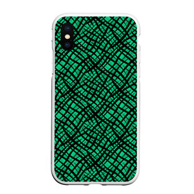 Чехол для iPhone XS Max матовый с принтом Абстрактный зелено-черный узор в Тюмени, Силикон | Область печати: задняя сторона чехла, без боковых панелей | абстрактный | зеленый | креативный камуфляж | линии | молодежный | полосатый | черный