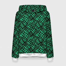 Женская толстовка 3D с принтом Абстрактный зелено-черный узор в Тюмени, 100% полиэстер  | двухслойный капюшон со шнурком для регулировки, мягкие манжеты на рукавах и по низу толстовки, спереди карман-кенгуру с мягким внутренним слоем. | абстрактный | зеленый | креативный камуфляж | линии | молодежный | полосатый | черный