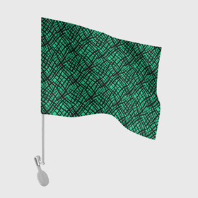 Флаг для автомобиля с принтом Абстрактный зелено-черный узор в Тюмени, 100% полиэстер | Размер: 30*21 см | абстрактный | зеленый | креативный камуфляж | линии | молодежный | полосатый | черный