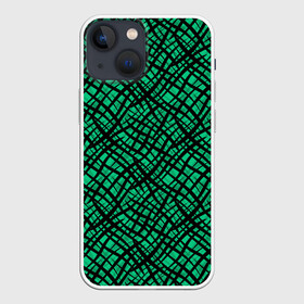 Чехол для iPhone 13 mini с принтом Абстрактный зелено черный узор в Тюмени,  |  | абстрактный | зеленый | креативный камуфляж | линии | молодежный | полосатый | черный