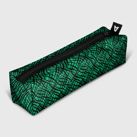 Пенал школьный 3D с принтом Абстрактный зелено-черный узор в Тюмени, 100% полиэстер | плотная ткань, застежка на молнии | абстрактный | зеленый | креативный камуфляж | линии | молодежный | полосатый | черный