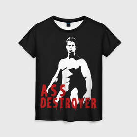 Женская футболка 3D с принтом ASS DESTROYER SF 3D в Тюмени, 100% полиэфир ( синтетическое хлопкоподобное полотно) | прямой крой, круглый вырез горловины, длина до линии бедер | асс дестроер | качек | мускулы | человек