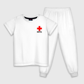 Детская пижама хлопок с принтом Hospital (TEXT) в Тюмени, 100% хлопок |  брюки и футболка прямого кроя, без карманов, на брюках мягкая резинка на поясе и по низу штанин
 | hospital | больница | врач | госпиталь | доктор | крест | медицина