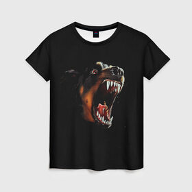 Женская футболка 3D с принтом РОТВЕЙЛЕР в Тюмени, 100% полиэфир ( синтетическое хлопкоподобное полотно) | прямой крой, круглый вырез горловины, длина до линии бедер | animal | dog | evil | fury | домашние | животные | звери | злой | зубы | клыки | пасть | пес | ротвейлер | собака | ярость