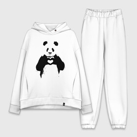 Женский костюм хлопок Oversize с принтом ПАНДА ЛАЙК   ЛЮБОВЬ   PANDA LOVE в Тюмени,  |  | heart | like | likes | love | paints | panda | брызги | животные | звери | краски | лайк | лайки | любовь | панда | сердечко | чб | чёрно белое