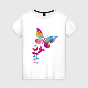 Женская футболка хлопок с принтом Такие как моя душа в Тюмени, 100% хлопок | прямой крой, круглый вырез горловины, длина до линии бедер, слегка спущенное плечо | бабочки | крылатые | крылья | насекомые | палитра красок | такие как моя душа