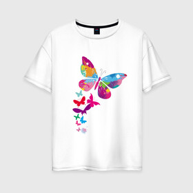 Женская футболка хлопок Oversize с принтом Такие как моя душа в Тюмени, 100% хлопок | свободный крой, круглый ворот, спущенный рукав, длина до линии бедер
 | бабочки | крылатые | крылья | насекомые | палитра красок | такие как моя душа