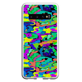 Чехол для Samsung Galaxy S10 с принтом Камуфляж в ярких тонах в Тюмени, Силикон | Область печати: задняя сторона чехла, без боковых панелей | абстрактный | военный | камуфляж | клетчатый | мужской | неоновый | сетчатый | спортивный