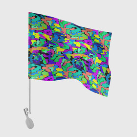 Флаг для автомобиля с принтом Камуфляж в ярких тонах в Тюмени, 100% полиэстер | Размер: 30*21 см | абстрактный | военный | камуфляж | клетчатый | мужской | неоновый | сетчатый | спортивный