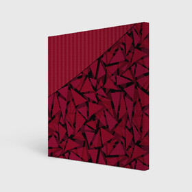 Холст квадратный с принтом Красный комбинированный узор  в Тюмени, 100% ПВХ |  | абстрактный | в полоску | геометрический | красный | полосатый | современный
