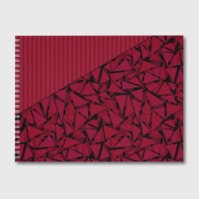 Альбом для рисования с принтом Красный комбинированный узор  в Тюмени, 100% бумага
 | матовая бумага, плотность 200 мг. | Тематика изображения на принте: абстрактный | в полоску | геометрический | красный | полосатый | современный