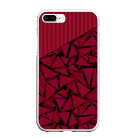 Чехол для iPhone 7Plus/8 Plus матовый с принтом Красный комбинированный узор  в Тюмени, Силикон | Область печати: задняя сторона чехла, без боковых панелей | Тематика изображения на принте: абстрактный | в полоску | геометрический | красный | полосатый | современный