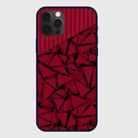 Чехол для iPhone 12 Pro с принтом Красный комбинированный узор  в Тюмени, силикон | область печати: задняя сторона чехла, без боковых панелей | Тематика изображения на принте: абстрактный | в полоску | геометрический | красный | полосатый | современный