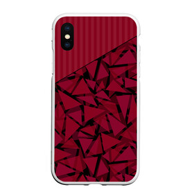 Чехол для iPhone XS Max матовый с принтом Красный комбинированный узор  в Тюмени, Силикон | Область печати: задняя сторона чехла, без боковых панелей | Тематика изображения на принте: абстрактный | в полоску | геометрический | красный | полосатый | современный