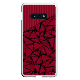 Чехол для Samsung S10E с принтом Красный комбинированный узор  в Тюмени, Силикон | Область печати: задняя сторона чехла, без боковых панелей | Тематика изображения на принте: абстрактный | в полоску | геометрический | красный | полосатый | современный