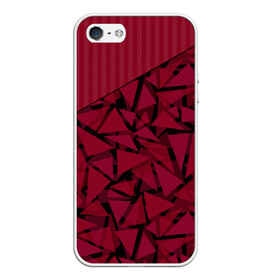 Чехол для iPhone 5/5S матовый с принтом Красный комбинированный узор  в Тюмени, Силикон | Область печати: задняя сторона чехла, без боковых панелей | Тематика изображения на принте: абстрактный | в полоску | геометрический | красный | полосатый | современный