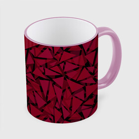 Кружка с полной запечаткой с принтом Красный комбинированный узор  в Тюмени, керамика | ёмкость 330 мл | абстрактный | в полоску | геометрический | красный | полосатый | современный