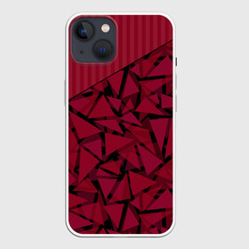 Чехол для iPhone 13 с принтом Красный комбинированный узор в Тюмени,  |  | Тематика изображения на принте: абстрактный | в полоску | геометрический | красный | полосатый | современный