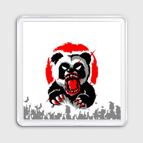 Магнит 55*55 с принтом Злая Кровавая Панда в Тюмени, Пластик | Размер: 65*65 мм; Размер печати: 55*55 мм | Тематика изображения на принте: animal | beast | blood | fire | monster | panda | животные | звери | зубы | кровь | монстр | огонь | панда | хищник
