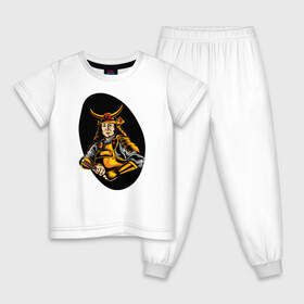 Детская пижама хлопок с принтом Самурай в Тюмени, 100% хлопок |  брюки и футболка прямого кроя, без карманов, на брюках мягкая резинка на поясе и по низу штанин
 | Тематика изображения на принте: samurai | буси | воин | воин в доспехах | самурай | философия | япония