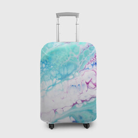 Чехол для чемодана 3D с принтом Цветная морская пена в Тюмени, 86% полиэфир, 14% спандекс | двустороннее нанесение принта, прорези для ручек и колес | абстракция | волна | море | мрамор | пена | пузыри
