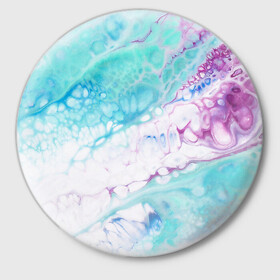 Значок с принтом Цветная морская пена в Тюмени,  металл | круглая форма, металлическая застежка в виде булавки | абстракция | волна | море | мрамор | пена | пузыри