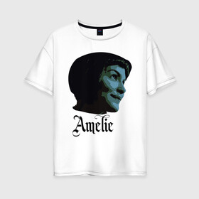 Женская футболка хлопок Oversize с принтом Амели в Тюмени, 100% хлопок | свободный крой, круглый ворот, спущенный рукав, длина до линии бедер
 | актриса | амели | голова. | поп арт | фильм
