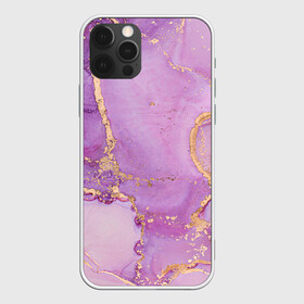Чехол для iPhone 12 Pro Max с принтом Сиреневые разводы краски в Тюмени, Силикон |  | абстракция | блестки | градиент | золото | разводы краски
