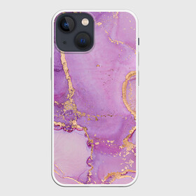 Чехол для iPhone 13 mini с принтом Сиреневые разводы краски в Тюмени,  |  | Тематика изображения на принте: абстракция | блестки | градиент | золото | разводы краски