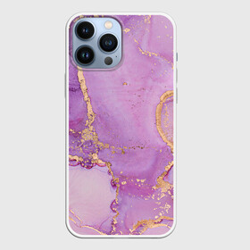 Чехол для iPhone 13 Pro Max с принтом Сиреневые разводы краски в Тюмени,  |  | абстракция | блестки | градиент | золото | разводы краски