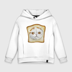 Детское худи Oversize хлопок с принтом Bread Cat в Тюмени, френч-терри — 70% хлопок, 30% полиэстер. Мягкий теплый начес внутри —100% хлопок | боковые карманы, эластичные манжеты и нижняя кромка, капюшон на магнитной кнопке | Тематика изображения на принте: animal | bread | cat | cute | kitty | meow | друг | еда | животные | киска | кися | китти | кот | котенок | котик | котэ | кошечка | кошка | мур | мяу | питомец | хлеб