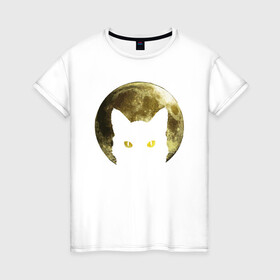 Женская футболка хлопок с принтом Space Cat в Тюмени, 100% хлопок | прямой крой, круглый вырез горловины, длина до линии бедер, слегка спущенное плечо | animal | cat | cute | kitty | meow | space | друг | животные | киска | кися | китти | космос | кот | котенок | котик | котэ | кошечка | кошка | мур | мяу | питомец | планета
