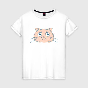 Женская футболка хлопок с принтом Cute Cat в Тюмени, 100% хлопок | прямой крой, круглый вырез горловины, длина до линии бедер, слегка спущенное плечо | animal | cat | cute | kitty | meow | друг | животные | киска | кися | китти | кот | котенок | котик | котэ | кошечка | кошка | мур | мяу | питомец
