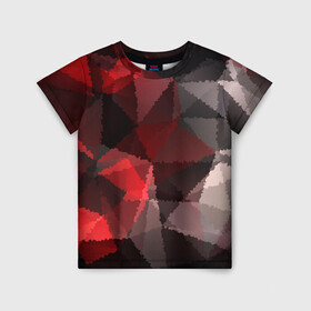 Детская футболка 3D с принтом Серо-красная абстракция  в Тюмени, 100% гипоаллергенный полиэфир | прямой крой, круглый вырез горловины, длина до линии бедер, чуть спущенное плечо, ткань немного тянется | абстрактный | красный | креативный | модный | мозаичный узор | серый | текстура