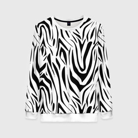 Женский свитшот 3D с принтом Черно-белая зебра в Тюмени, 100% полиэстер с мягким внутренним слоем | круглый вырез горловины, мягкая резинка на манжетах и поясе, свободная посадка по фигуре | зебра | модный | молодежный | популярный | современный | тигровый | тренд | черно белый