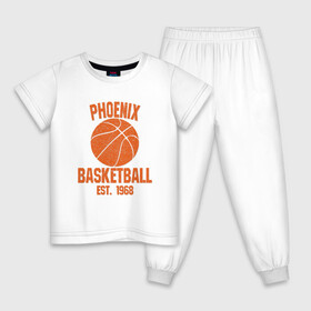 Детская пижама хлопок с принтом Phoenix Basketball в Тюмени, 100% хлопок |  брюки и футболка прямого кроя, без карманов, на брюках мягкая резинка на поясе и по низу штанин
 | basketball | mvp | nba | phoenix | sport | streetball | suns | аризона | баскетбол | игра | крис пол | мяч | нба | санс | спорт | стритбол | тренер | финикс | чемпион
