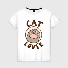 Женская футболка хлопок с принтом Любитель Котов в Тюмени, 100% хлопок | прямой крой, круглый вырез горловины, длина до линии бедер, слегка спущенное плечо | animal | cat | cute | kitty | meow | друг | животные | киска | кися | китти | кот | котенок | котик | котэ | кошечка | кошка | мур | мяу | питомец