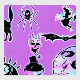 Магнитный плакат 3Х3 с принтом Зелье смерти,паук-Holographica в Тюмени, Полимерный материал с магнитным слоем | 9 деталей размером 9*9 см | Тематика изображения на принте: аннотация | голограмма | голографический | градиент | магия | переливающийся | фольга | фон