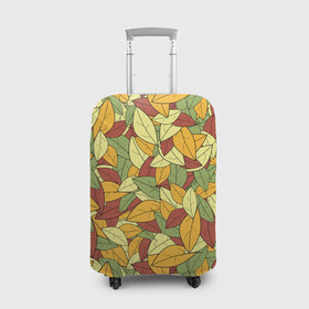 Чехол для чемодана 3D с принтом Яркие осенние листья в Тюмени, 86% полиэфир, 14% спандекс | двустороннее нанесение принта, прорези для ручек и колес | желтые | зеленые | золотая | красные | листья | осенний | осень | яркие