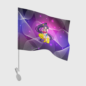 Флаг для автомобиля с принтом Фиолетовые волосы 18+ в Тюмени, 100% полиэстер | Размер: 30*21 см | аниме | анимешная | вайфу | девочка | девушка | кавайная | милая | тян | фиолетовые волосы