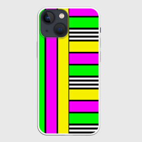 Чехол для iPhone 13 mini с принтом полосатый неоновый модный узор в Тюмени,  |  | желтый неоновый | молодежный | неон | неоновый | неоновый зеленый | полосатый | разноцветный | розовый неоновый