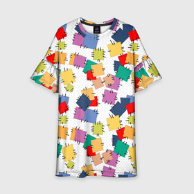 Детское платье 3D с принтом Ретро  узор-заплатки.  в Тюмени, 100% полиэстер | прямой силуэт, чуть расширенный к низу. Круглая горловина, на рукавах — воланы | деревенский | детский | для малышей | заплатки | пэчворк | разноцветный узор | ретро