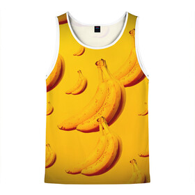 Мужская майка 3D с принтом бананы в Тюмени, 100% полиэстер | круглая горловина, приталенный силуэт, длина до линии бедра. Пройма и горловина окантованы тонкой бейкой | банановая кожура | бананы | желтый | желтый банан | фрукты