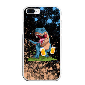 Чехол для iPhone 7Plus/8 Plus матовый с принтом Пивозавр - Краска в Тюмени, Силикон | Область печати: задняя сторона чехла, без боковых панелей | dinosaur | pivo | pivozavr | взрыв | динозавр | краска | прикол
