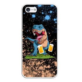 Чехол для iPhone 5/5S матовый с принтом Пивозавр - Краска в Тюмени, Силикон | Область печати: задняя сторона чехла, без боковых панелей | dinosaur | pivo | pivozavr | взрыв | динозавр | краска | прикол
